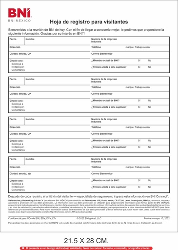 BLOCK "HOJAS DE REGISTRO"
KIT PRESENCIAL